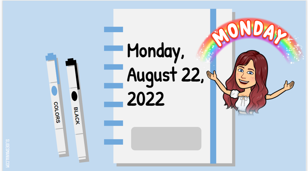 Lessons for Week of August 22 - August 26