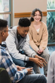 students discussing