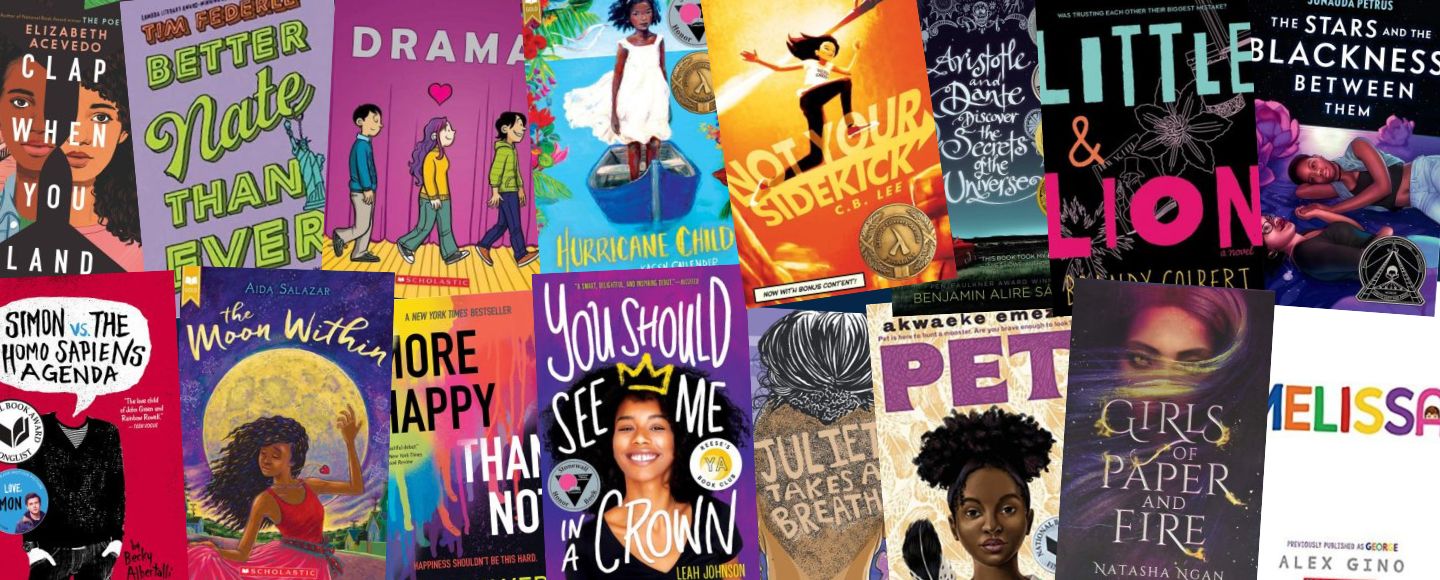 LGBTQ+ books for middle and high school - composite image of selected titles.