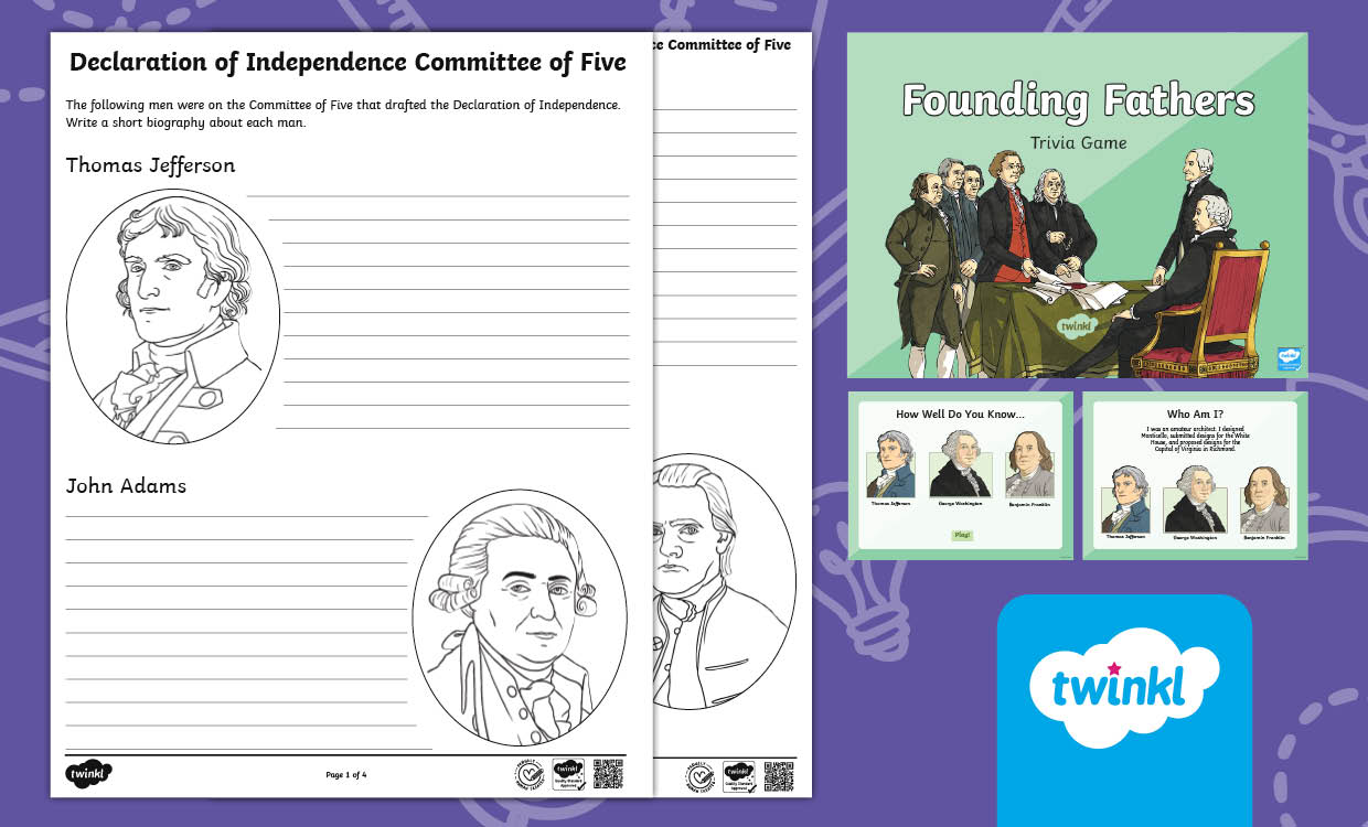 Founding Fathers Lesson Pack for 3rd-5th Grade