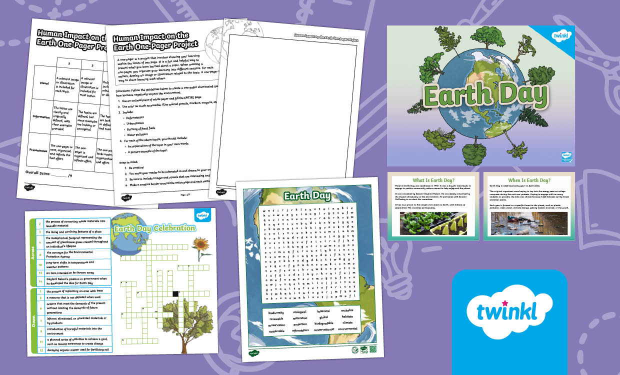 Earth Day Project activity pack for 6-8th Grade
