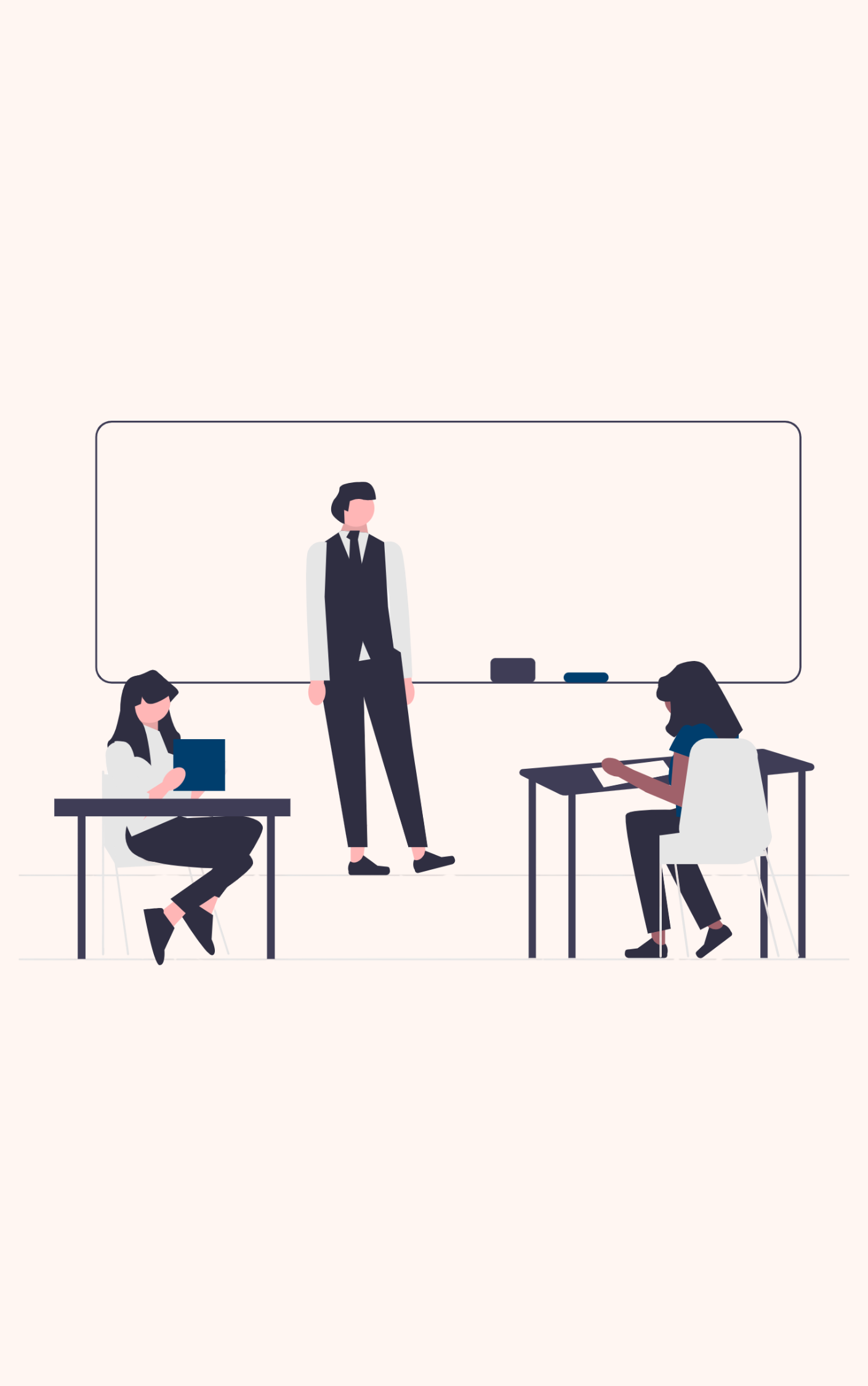 teacher with two students graphic