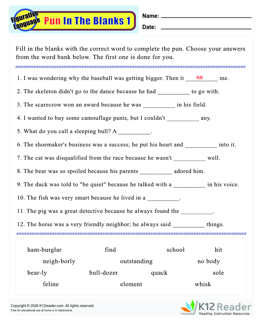 Pun In The Blanks