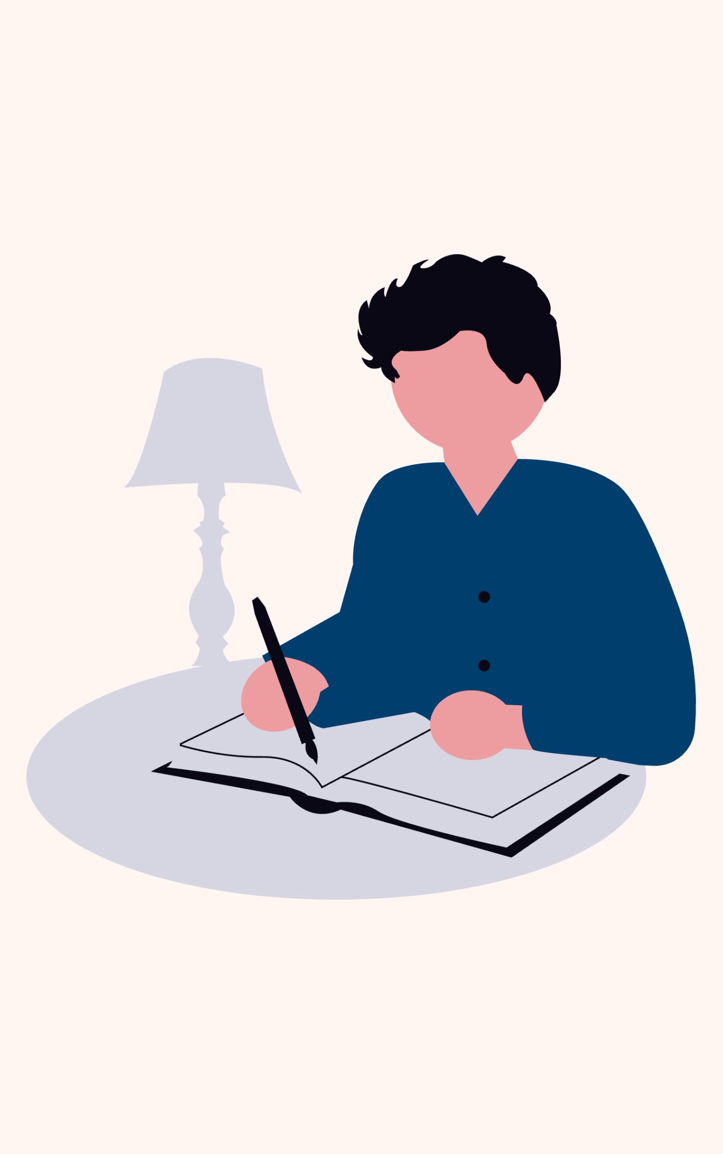 graphic of man sitting at desk writing in a book