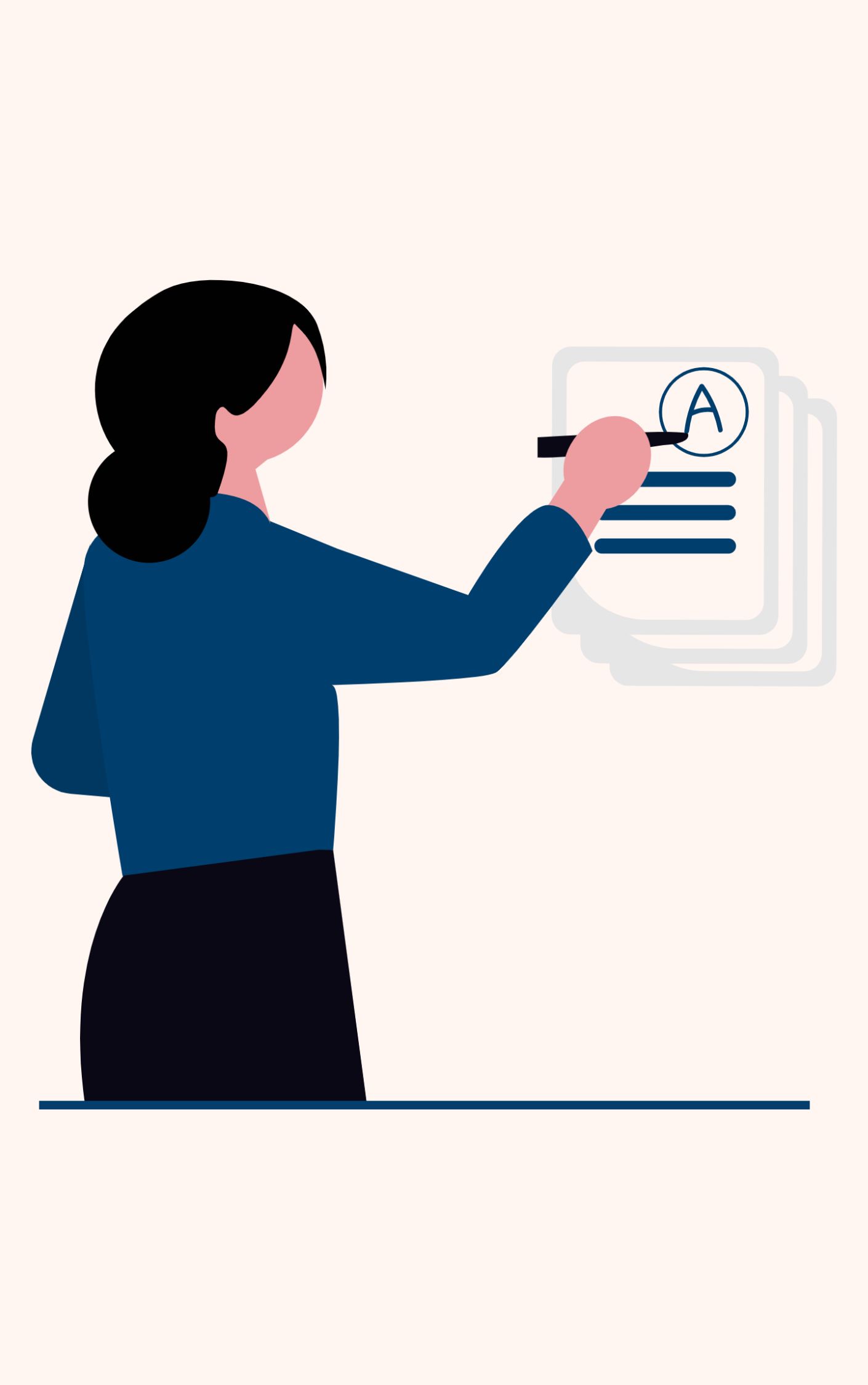 graphic of woman grading papers