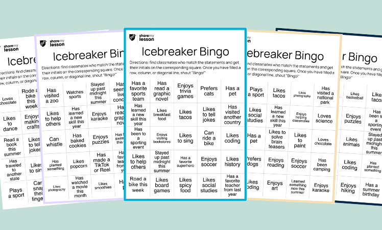 Icebreaker Bingo Cards (Middle School)