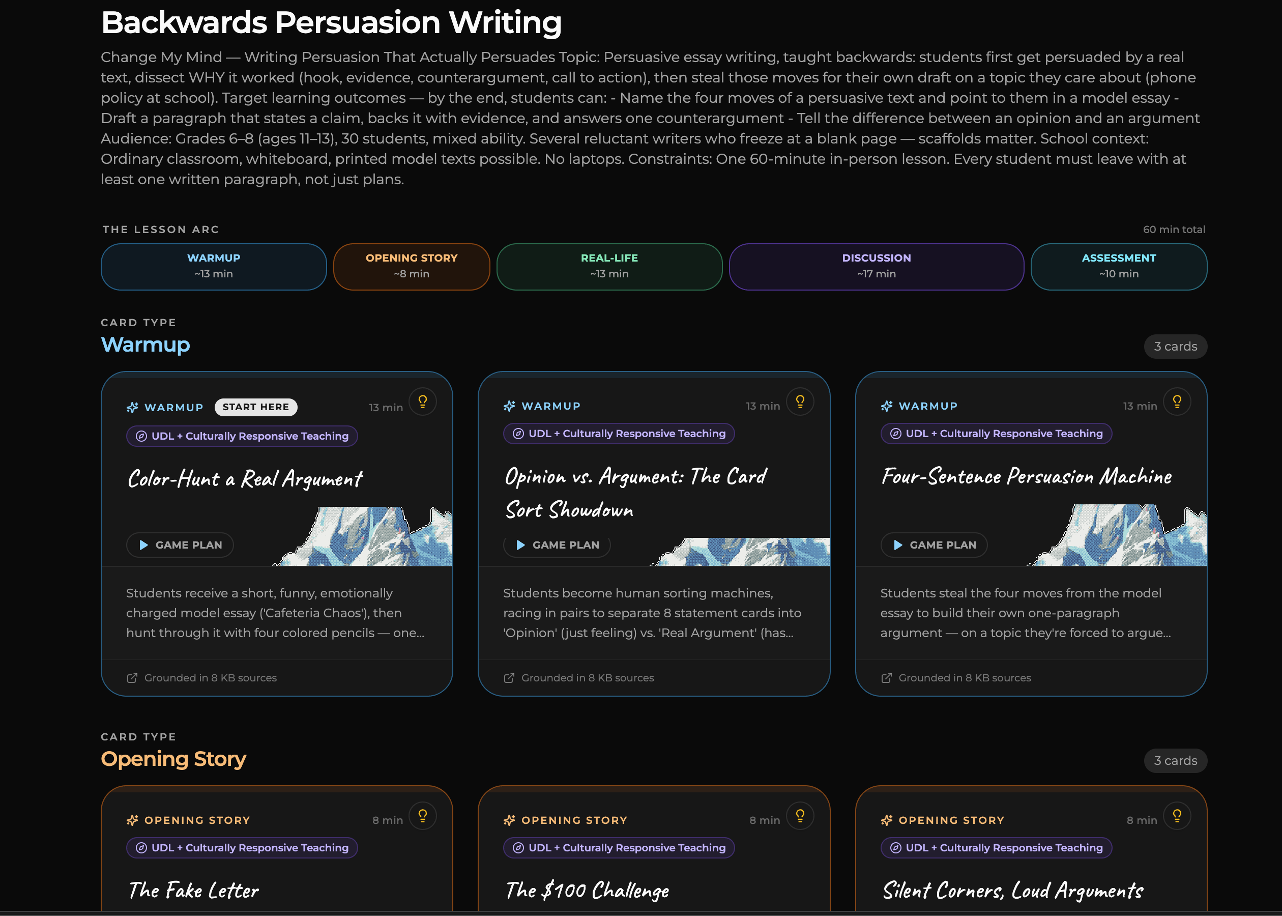 Backwards Persuasive Writing using UDL Design