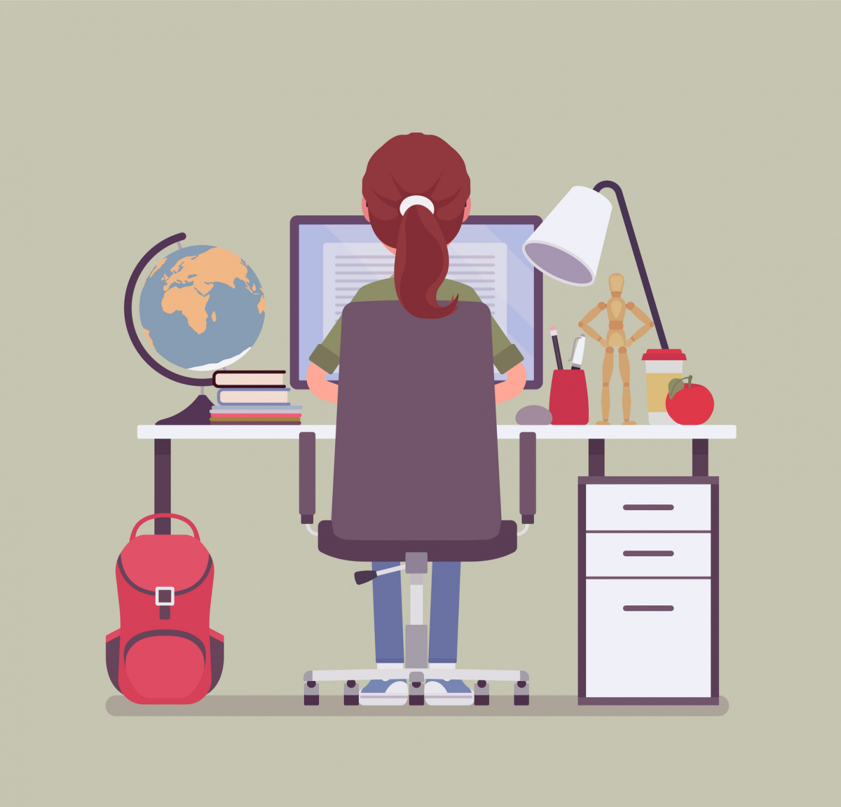 adhd daily schedule remote learning student sitting at home desk