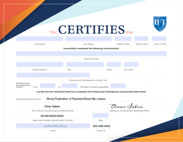 IFT Professional Development Certificate